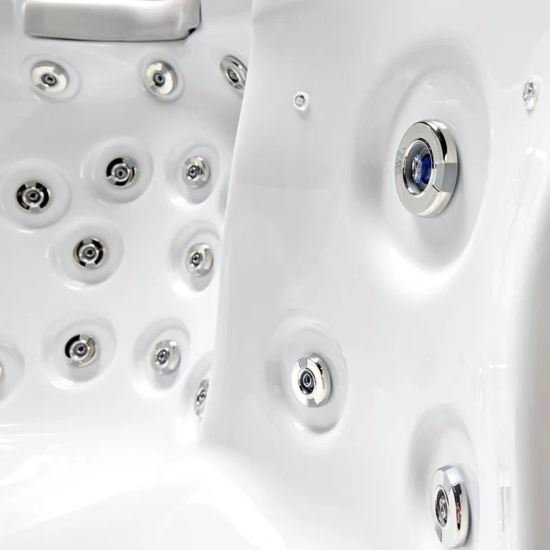 Whirlpool Outdoor 6 Personen winterfest Reluxis Jupiter Wellis im Garten kaufen Angebot draußen energiesparend für Terrasse Detailbild Düsen