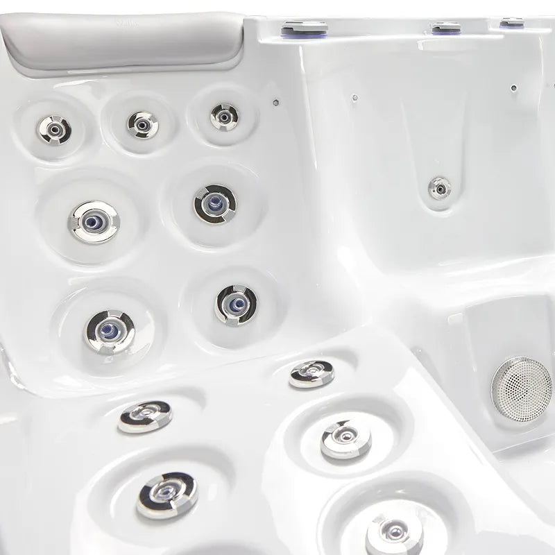 Whirlpool Outdoor 6 Personen winterfest Reluxis Jupiter Wellis im Garten kaufen Angebot draußen energiesparend für Terrasse Detailbild Düsen