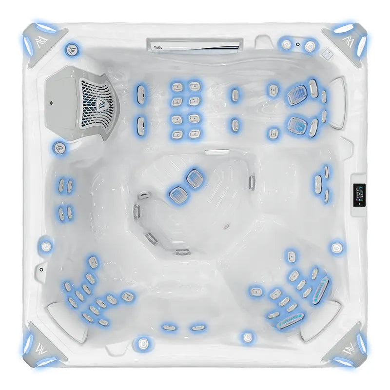 Whirlpool Outdoor 6 Personen winterfest Reluxis Kilimanjaro Life Wellis Garten kaufen Preis Draufsicht Düsen bleuchtet