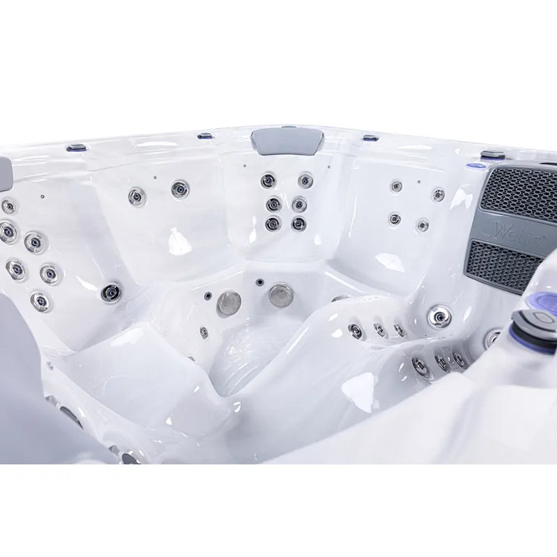 Whirlpool Outdoor 6 Personen winterfest Reluxis Lugano Life Wellis Garten kaufen viereckig freistehend Detailbild Sitze
