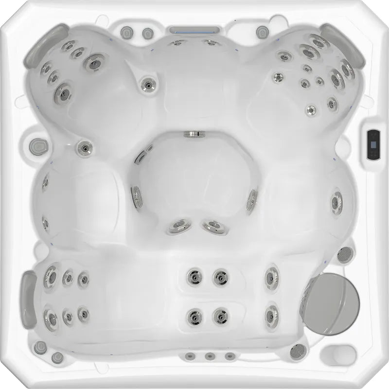 Whirlpool Outdoor 6 Personen winterfest Reluxis Malaga Life Wellis im Garten kaufen viereckig Draufsicht weiß