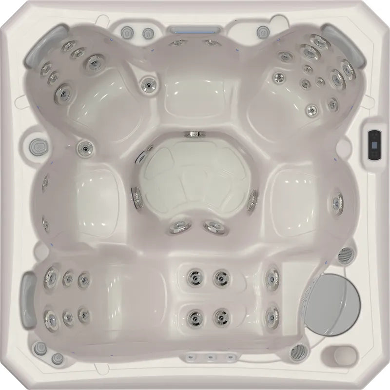 Whirlpool Outdoor 6 Personen winterfest Reluxis Malaga Life Wellis im Garten kaufen viereckig Draufsicht