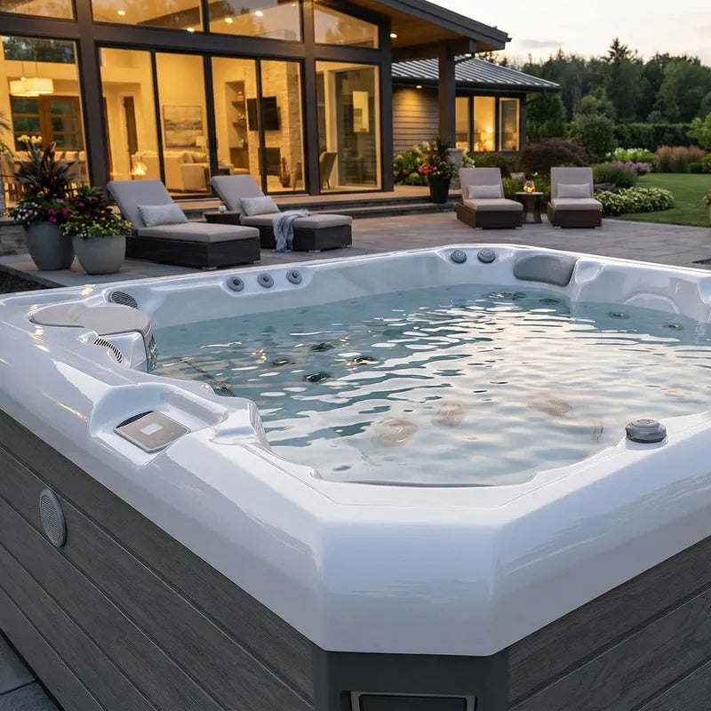 Whirlpool 6 Personen winterfest Outdoor Reluxis Malaga Life Wellis für den Garten kaufen viereckig Qualität