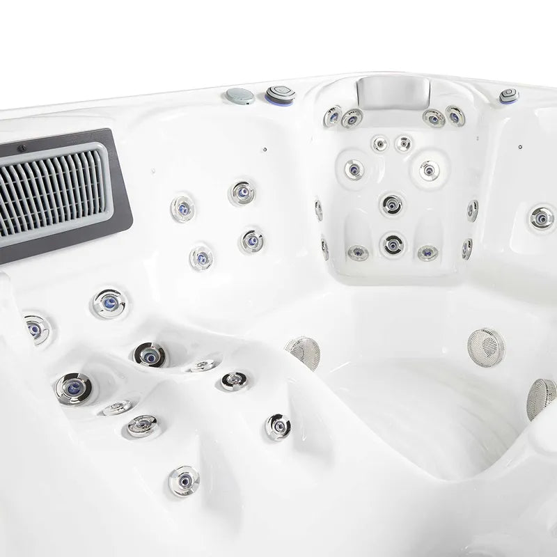 Whirlpool Outdoor 6 Personen winterfest Reluxis Venus Wellis Garten kaufen quadratisch Detailbild Sitzplätze + Filter