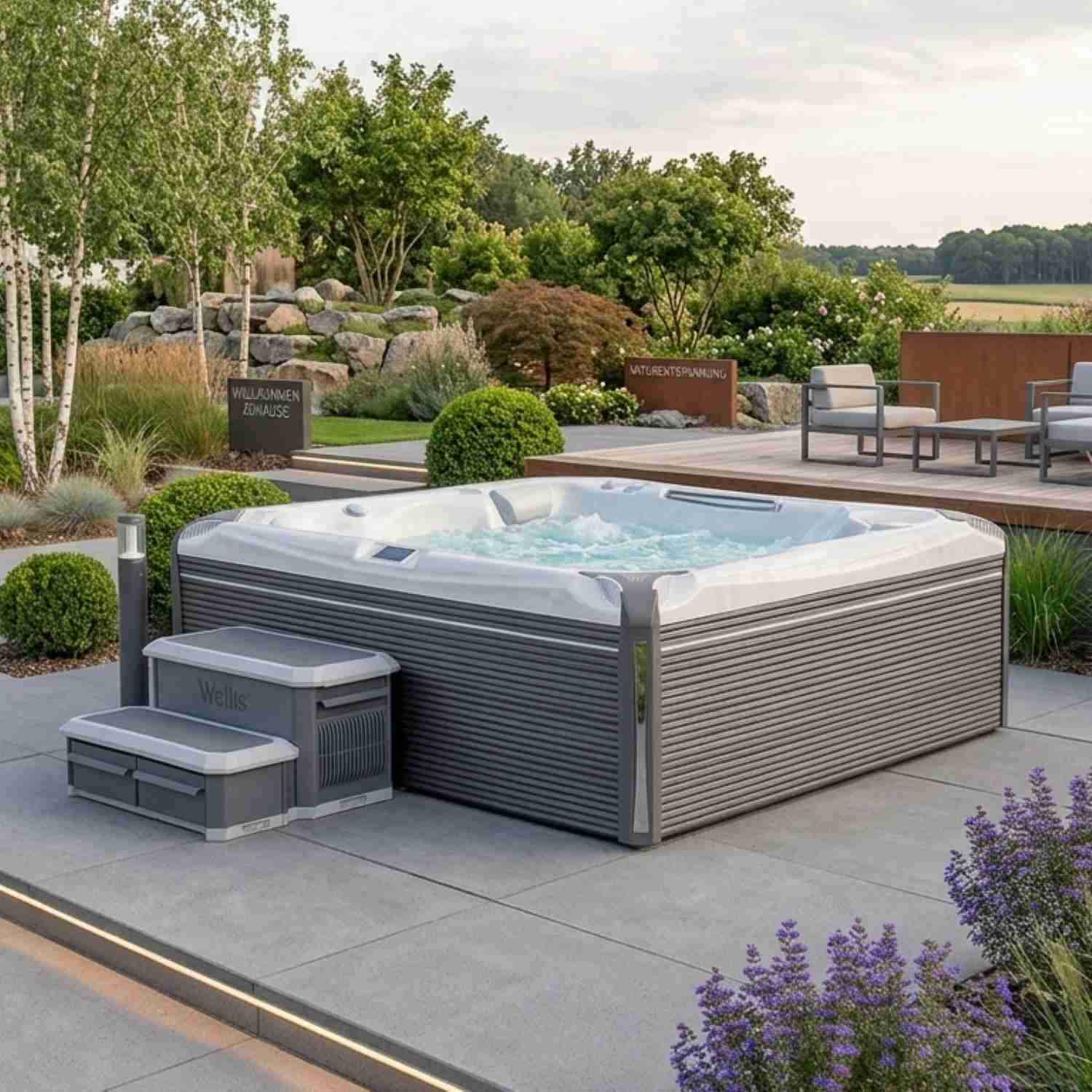 Whirlpool Outdoor winterfest für 2 4 5 Personen Reluxis Everest Life Wellis Garten Preis kaufen