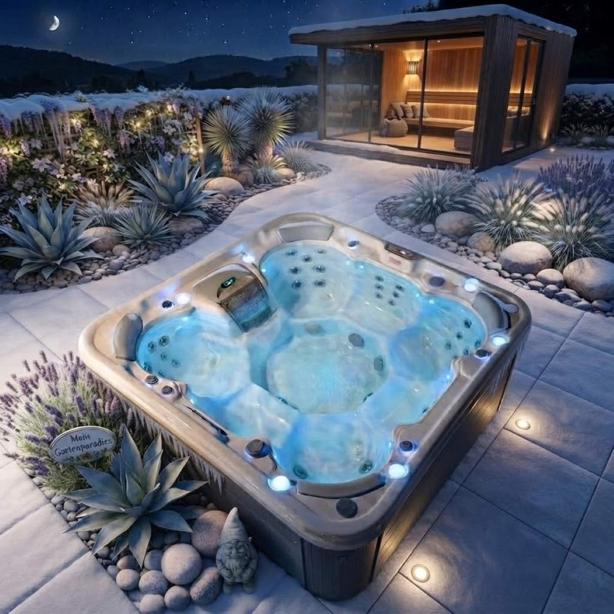 Whirlpool Outdoor winterfest 2-4-6 Personen kaufen mit Abdeckung für den Garten mit Wärmepumpe Premium Preis Ratgeber Tipps ganzjährig München Wien