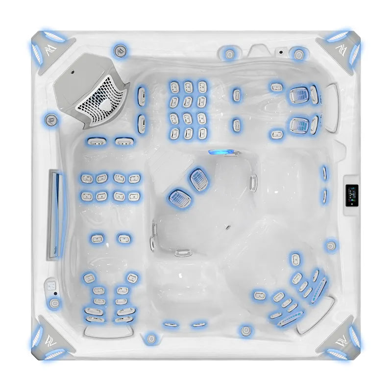 Whirlpool Outdoor winterfest für 2 4 5 Personen Reluxis Everest Life Wellis Garten Preis kaufen Draufsicht Düsen Leds