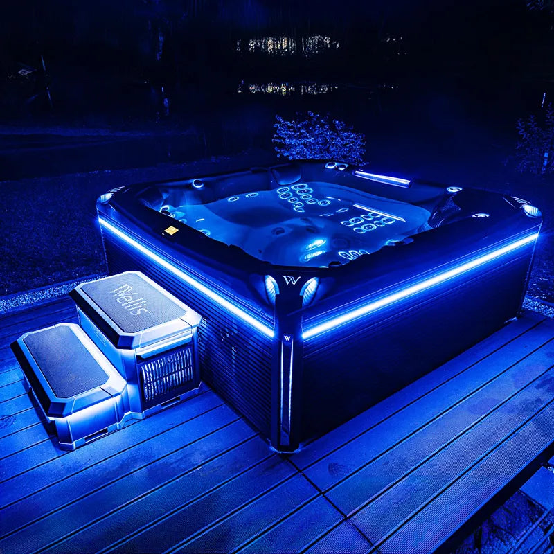 Whirlpool Outdoor winterfest für 2 4 5 Personen Reluxis Everest Life Wellis Garten Preis kaufen abends bleuchtet