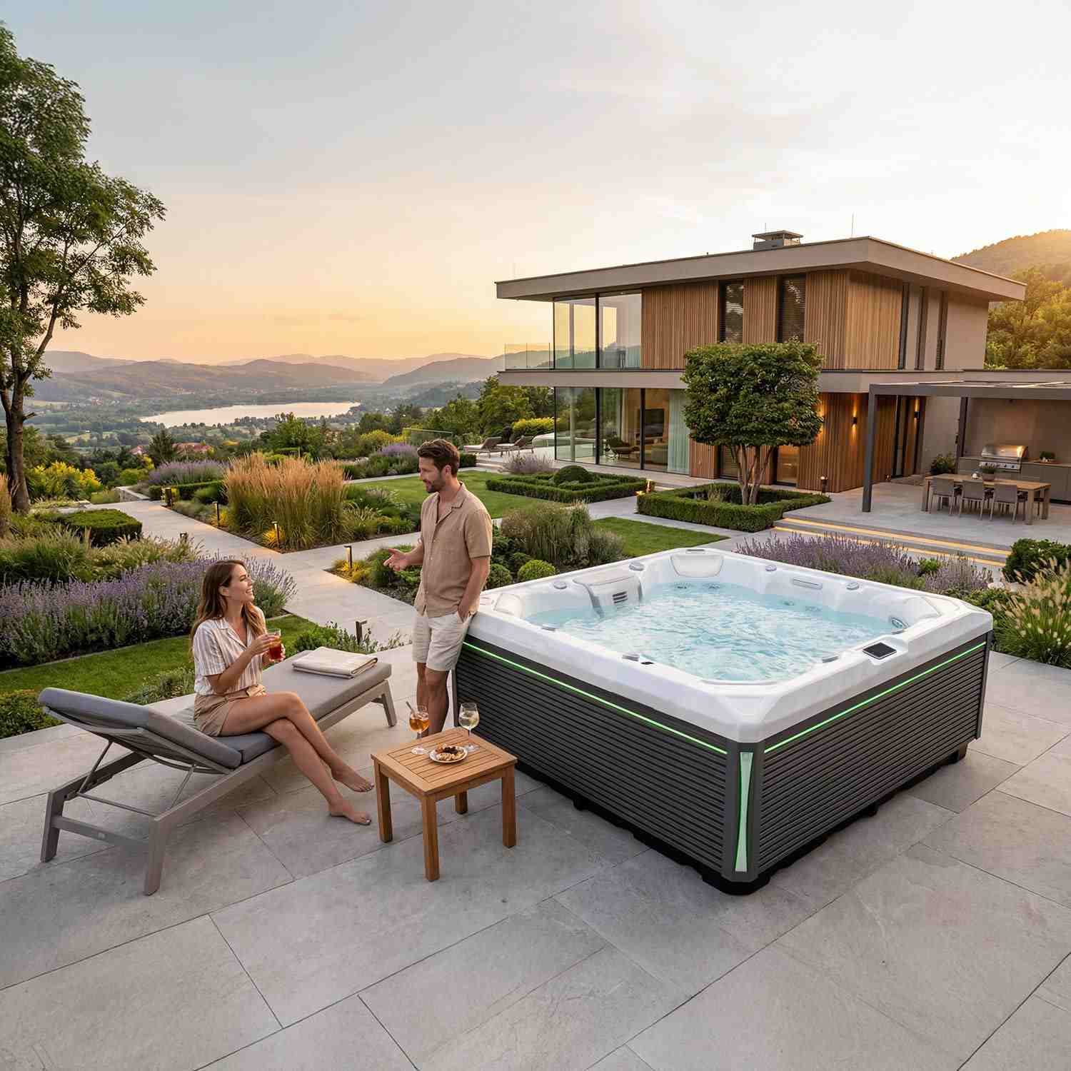 Whirlpool Outdoor winterfest 6 - 7 Personen Reluxis Mandala Life Wellis Preis im Garten kaufen mit 2 Personen