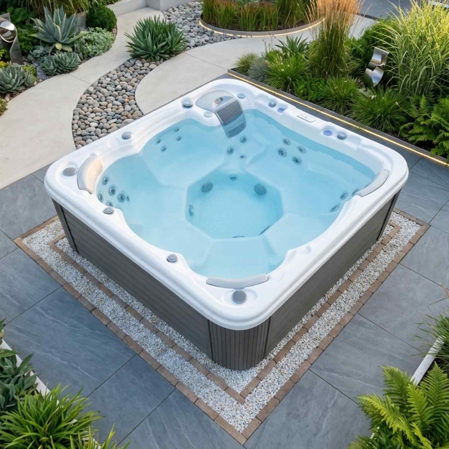 Whirlpool für den Garten kaufen winterfest 2-4-6 Personen eckig auf der Terrasse draußen ganzjährig Kosten Preis Angebot mit Abdeckung mit Wärmepumpe