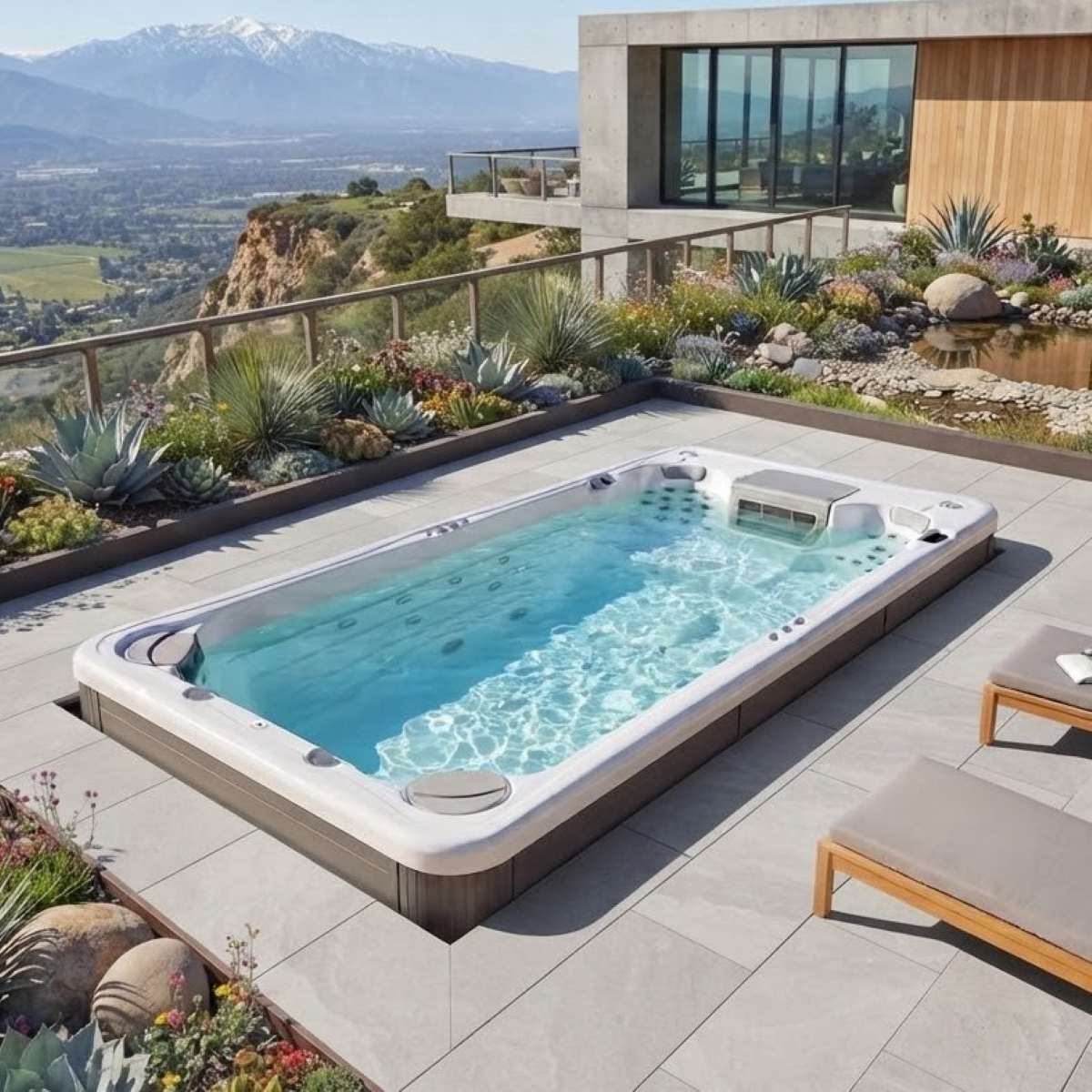 Whirlpool mit Gegenstromanlage Preis zum Schwimmen Outdoor klein oder groß für den Garten Swimspa teilversenkt Bodeneinbau eingelassen Köln Salzburg